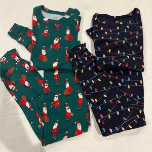 GAP Lot of 2 Pajama Sets with Santa and glow in the dark Lights